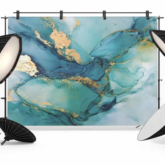 Turquoise Marble Photography Backdrop 8x6FT, Abstracts Gold Green Gradient Stone Texture Photo Backdrops, Background for Photography Studio Photo Studio Background, Back Drop for Photoshoot