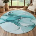 Turquoise Marble Round Area Rug Living Room 7ft, Abstract Modern Fluid ...