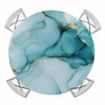 thumbnail image 1 of Turquoise Marble Round Fitted Tablecloth with Elastic Edge, Waterproof Table Cloth Table Cover for 36"-44" Tables, Abstract Modern Art Marble Crack Tablecloths for Dining Picnic Indoor Outdoor, 1 of 9
