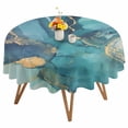 thumbnail image 1 of Turquoise Marble Round Tablecloth 54 inches Abstracts Gold Wave Lines Ombre Texture Waterproof Oil-Proof Table Cloth Round Table Cover for Holiday Party Picnic Dinner Decor Indoor and Outdoor Use, 1 of 9