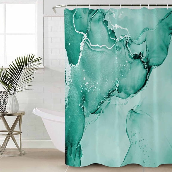 Turquoise Marble Shower Curtain Set, Waterproof Shower Curtains for Bathroom, Nature Marble Stone Ripple Modern Art Washable Fabric Cloth Bath Curtain for Bathtub Decoration with Hooks 72x78 Inches