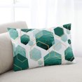 thumbnail image 1 of Turquoise Marble Small Pillow Covers, Gold White Geometric Hexagon Modern Soft Breathable Throw Pillow Cases with Invisible Zipper, Decorative Pillowcase Pillows Protectors for Sofa Bed Chair 12"x20", 1 of 9
