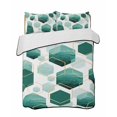 thumbnail image 1 of Turquoise Marble Summer Quilt Set Full Size, Soft Microfiber Quilted Bedding Set with 2 Pillow Shams, Gold White Geometric Hexagon Modern Lightweight All Season Bedspread Coverlet for Bedroom 78"x90", 1 of 6