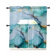 thumbnail image 1 of Turquoise Marble Swag Curtains for Living Room/Bedroom Windows, Abstract Green Modern Luxury Cracks Kitchen Curtains and Valances Set 36 Inch Length, Light Filtering Swags Valance Curtain Panels, 1 of 5