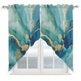 thumbnail image 1 of Turquoise Marble Swag Valances for Windows 2 Pack Abstracts Gold Wave Lines Gradient Texture Swag Kitchen Curtains 36 Inches Long Rod Pocket Short Window Treatment for Kitchen Bathroom 28"x36", 1 of 9