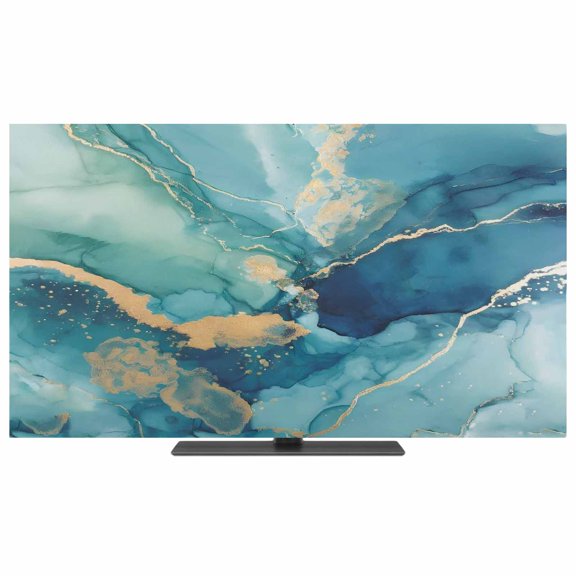 Turquoise Marble TV Dust Cover,Stretchable TV Screen Desktop Computer Protector Cover,Modern Abstract Art Ombre Blue Television Dustproof Slipcover Indoor Outdoor for 19–24 Inch Flat or Curved TVs
