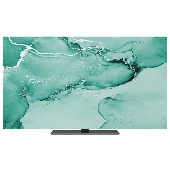 Turquoise Marble TV Dust Cover,Stretchable TV Screen Desktop Computer Protector Cover,Nature Marble Stone Ripple Modern Art Television Dustproof Slipcover for 40–43 Inch Flat or Curved TVs