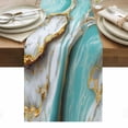 thumbnail image 1 of Turquoise Marble Table Runner - 36 Inch Long, Kitchen Dining Table Runner Dresser Scarves, Modern Abstract Gold Stripes Art Farmhouse Decor for Coffee Tables Wedding Party Banquet, 1 of 8