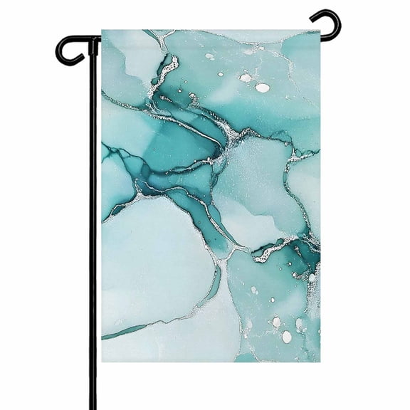 Turquoise Marble Texture Garden Flags for Outside Green Abstract Art Double Sided Yard Flags Outdoor House Decoration, Small 12X18 Inch,