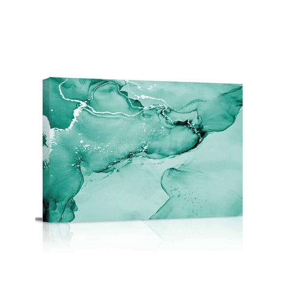 Turquoise Marble Wall Art for Living Room,Canvas Picture Wall Decor for Bathroom Bedroom,Nature Marble Stone Ripple Modern Art Painting Artwork for Office Kitchen Hallway Dining Room Decor 24"x32"