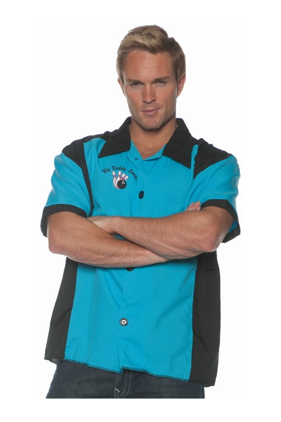 Men's 50s Turquoise Bowling Costume Shirt 2X-Large 48-50