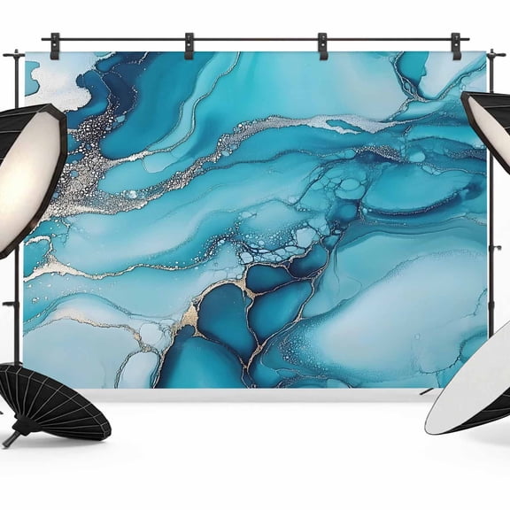 Turquoise Modern Backdrop for Photoshoot, Photography Photo Studio Background Wall Backdrop, Teal Grey Marble Textured Back Drop Banner Panel for Portraits Wedding Party Live Streaming Decor 8x6Ft