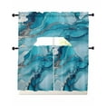 thumbnail image 1 of Turquoise Modern Kitchen Curtains Sets 24 Inch Length with Valance, Teal Grey Marble Textured Swag Valances and Tiers Curtain Set Drapes Swag Curtains for Living Room, Bathroom, Bedroom, Cafe, 1 of 6