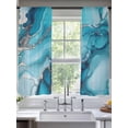thumbnail image 1 of Turquoise Marble Sheer Curtains for Living Room Bedroom Teal Grey Modern Geometric Sheer Curtains 72 Inch Long 2 Panels Set Light Filtering Curtain Window Treatments Drapes for Dining Room, 1 of 6