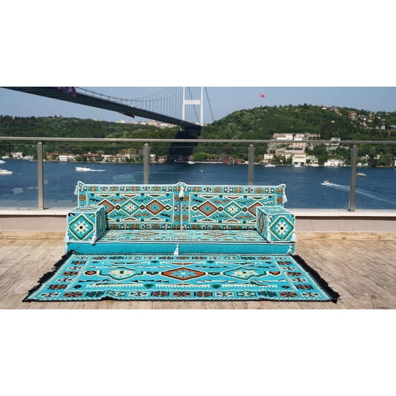 Turquoise Modular Couch, Arabic Majlis, Sofa Bed, Floor Lounger, Sofa Sleeper, Floor Seating Sofa, Turkish Sofa, Arabic Majlis, Couch Bed, Convertible Sofa