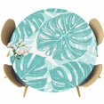 thumbnail image 1 of Turquoise Monstera Deliciosa Round Tablecloth 45-54 Inch Round Fitted Table Cloth with Elastic Edge, Summer Botanical Tropical Waterproof Table Cover Protector for Outdoor Picnic Party Dining, 1 of 9