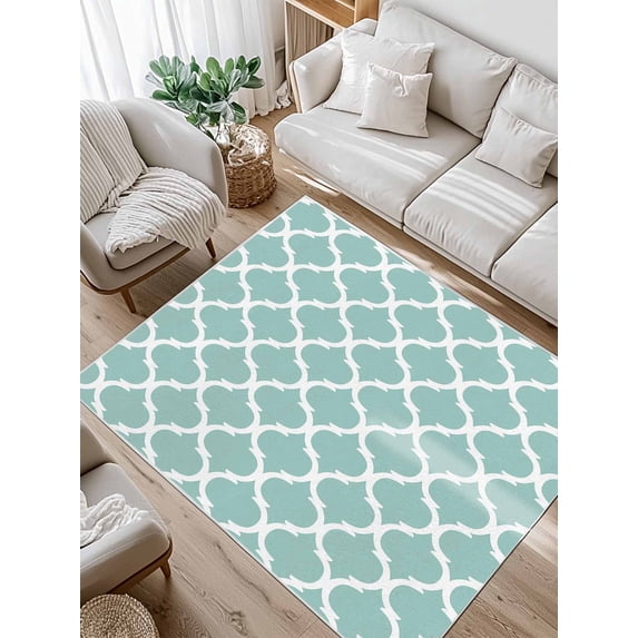 Turquoise Morocco Area Rug for Bedroom 2.7x5 Ft Trellis Cyan Geometric Abstract Super Soft fuzzy Throw Rug Non-Slip Fluffy Plush Indoor Floor Carpet for Living Room Nursery Home Decor