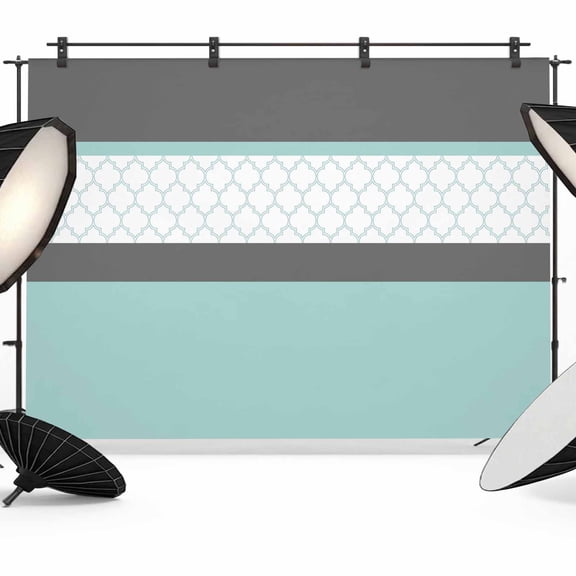 Turquoise Morocco Backdrop for Photoshoot,Photography Photo Studio Background Wall Backdrop,Geometric Grey Stripes Modern Back Drop Banner Panel for Portraits Wedding Party Live Streaming Decor 8x6Ft