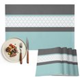 thumbnail image 1 of Turquoise Morocco Placemats Set of 4, Geometric Grey Stripes Modern Washable Wipeable Table Mats for Dining Tables, Indoor Outdoor Kitchen Place Mats for Holiday Party Table Decor, 1 of 9