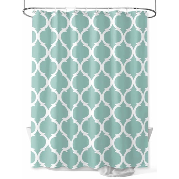 Turquoise Morocco Shower Curtain, Trellis Cyan Geometric Abstract Waterproof Shower Curtain Set with 12 Hooks Lightweight Washable Fabric Shower Curtains for Bathroom 36x72 Inches