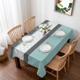 thumbnail image 1 of Turquoise Morocco Table Cloth Waterproof Tablecloths, Geometric Grey Stripes Modern Tablecloth Dining Table Cover for Kitchen Party Tabletop Outdoor, Rectangle Tablecloth 60x84 Inch, 1 of 9