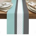 thumbnail image 1 of Turquoise Morocco Table Runner - 48 Inch Long, Kitchen Dining Table Runner Dresser Scarves, Geometric Grey Stripes Modern Farmhouse Decor for Coffee Tables Wedding Party Banquet, 1 of 8