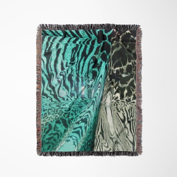 Turquoise N Black Zebra Melt, Woven Blanket