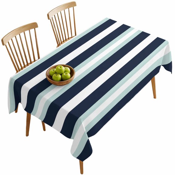 Turquoise Navy Blue Stripe Table Cloth 60x120 Inch Rectangle, Modern Abstract Minimalist Waterproof Tablecloth Oil Proof Washable Table Cover for Party Picnic Dining Camping