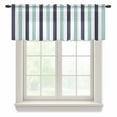 thumbnail image 1 of Turquoise Navy Blue Striped Valance Curtains for Kitchen/Living Room/Bathroom/Bedroom Window, Rod Pocket Small Topper Half Short Window Curtains Voile Sheer Scarf, Farmhouse Stripe Art 42"x12", 1 of 8