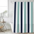 thumbnail image 1 of Turquoise Navy Blue Striped Waterproof Fabric Shower Curtain,Farmhouse Stripe Art Waterproof Fabric Shower Curtain for Bathroom Curtains Bathtubs Hotel Shower Curtains with 12 Hooks Extra Long 72x84, 1 of 8