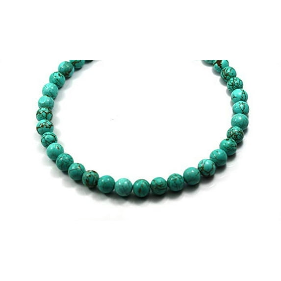Turquoise Necklace 12 mm Turquoise Beads Beaded Necklace 17" Long
