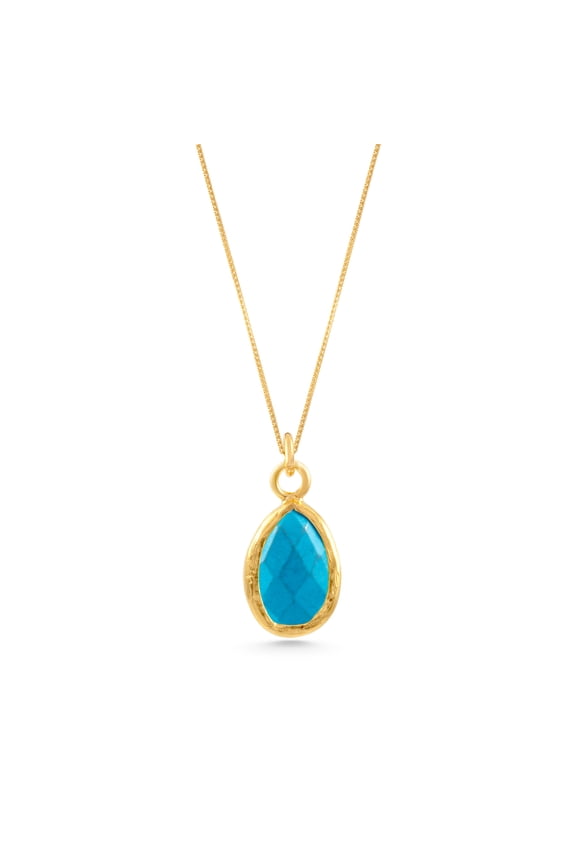 Turquoise Necklace, December Zodiac Stone, Synthetic Turquoise Blue Drop,Minimalist Jewelry, Gift for Her, Christmas Gifts