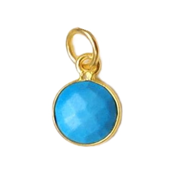 Charms And Spells Round Sky Blue Turquoise Necklace Pendant, Brass