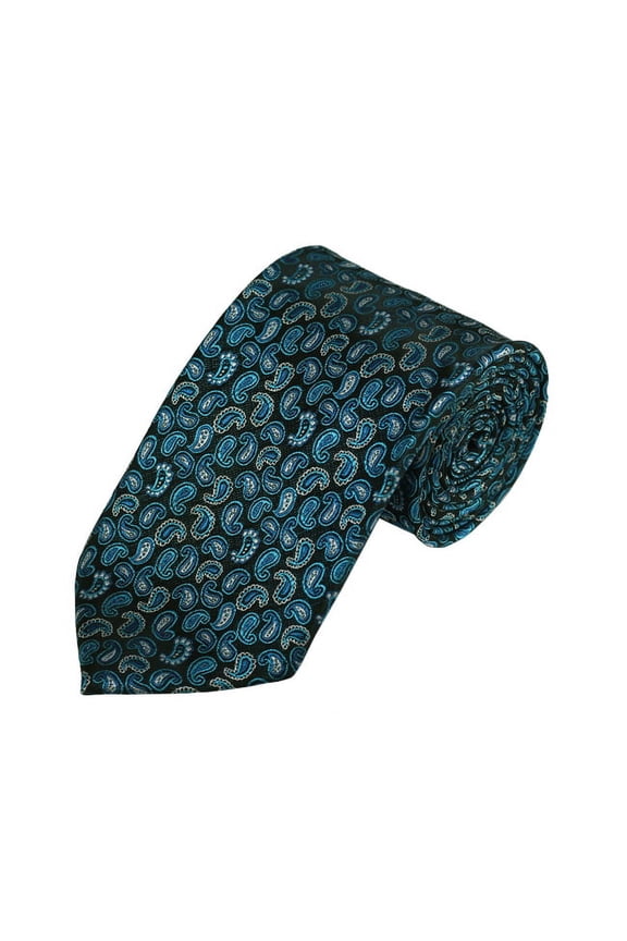 Turquoise, Oasis And Peacock Blue Paisley Woven Necktie