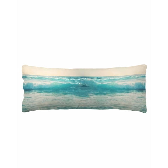Turquoise Ocean Body Pillow Cover 20 x 60 Inch Decorative Pillow Cover Vintage Summer Sea Waves Lumbar Pillowcase Seasonal Rectangle Cushion Case for Couch Sofa Bed Living Room
