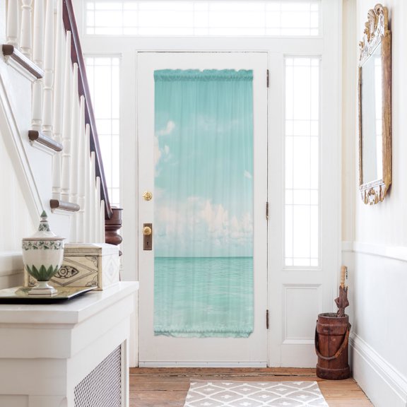 Turquoise Ocean Door Curtains for Door Window,French Sidelight Front Back Door Curtains With Tieback,Summer Beach Coastal Horizon Scenery Kitchen Rod Pocket Drapes Privacy Panel Window Blind 25"x72"