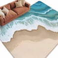 thumbnail image 1 of Turquoise Ocean Large Area Rugs for Bedroom Living Room, Soft Non Slip Carpet Bedside Rug, Gradient Brown Shore Sandy Beach Abstract Rectangle Floor Cover Kitchen Accent Rug 6'x9' for Office, 1 of 9
