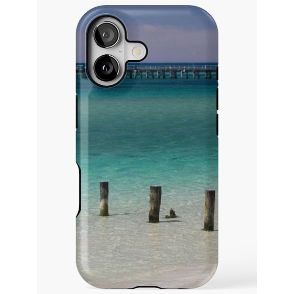 Turquoise Ocean Shoreline and Pier Tough Phone Case, Dual-Layer Polycarbonate and TPU, for Select Apple iPhone Models