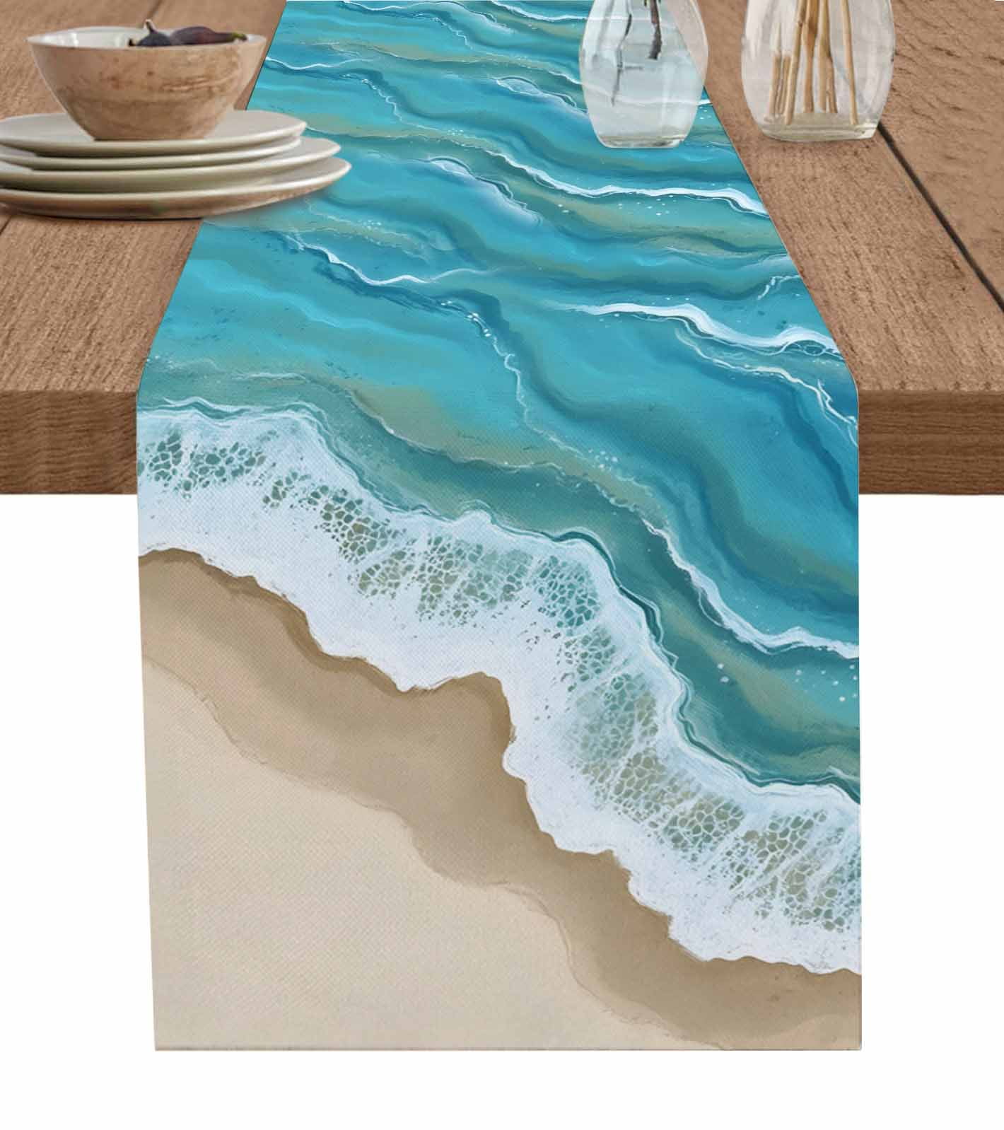 Turquoise Ocean Quilted Table Runner NCU0HNH838