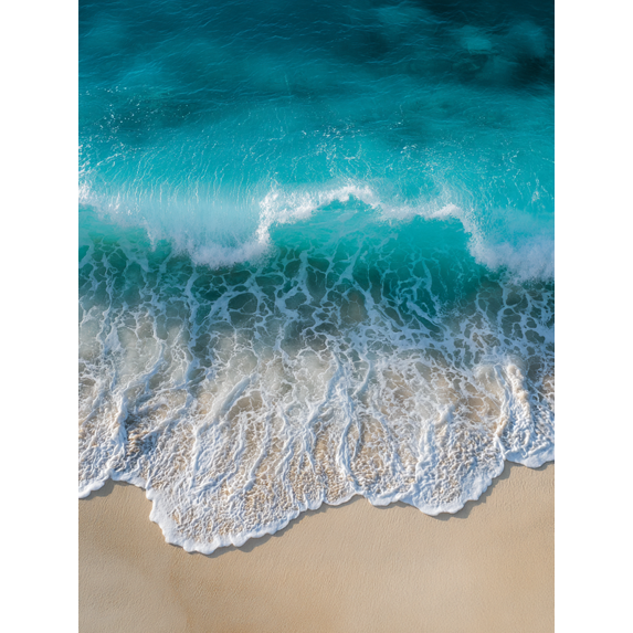Turquoise Ocean Wave Beach Canvas Art,Aerial View Coastal Decor for Home Vacation Rental