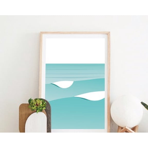 Turquoise Ocean Waves Poster Surf Beach Poster, Poster Only