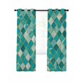 thumbnail image 1 of Turquoise Ombre Blackout Curtains, Light Blocking Print Window Curtains, Modern Abstract Art Geometric Rhombus Thermal Insulated Window Drapes for Living Room Kitchen Cafe 2 Panels, 104"W x 52"L, 1 of 9
