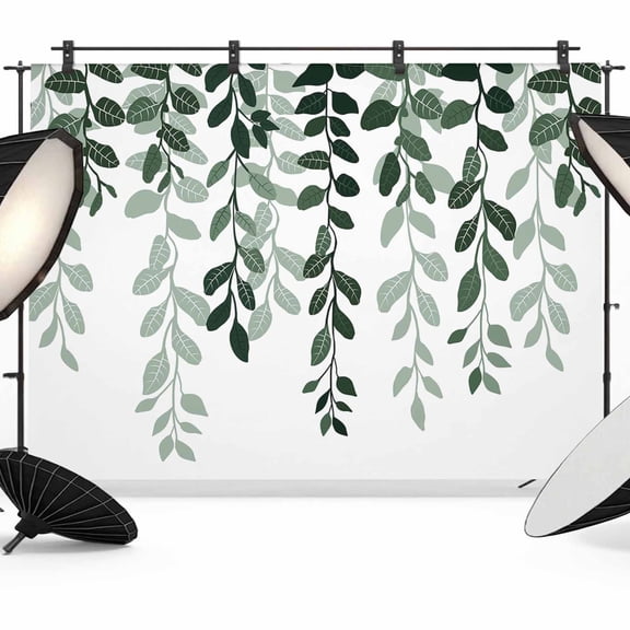Turquoise Ombre Botanical Backdrop for Photoshoot,Photography Photo Studio Background Wall Backdrop,Watercolor Pastoral Leaf Back Drop Banner Panel for Portraits Wedding Party Live Streaming 10x8Ft
