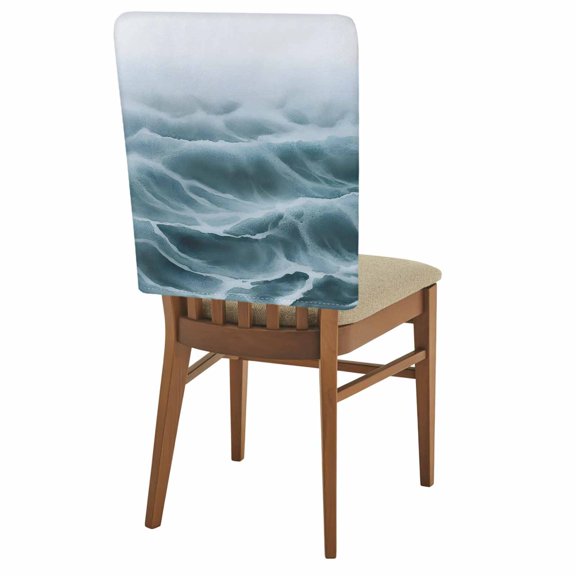 Turquoise Ombre Chair Back Covers Set of 1, Modern Abstract Watercolor Art Stretch Dining Chair Back Slipcovers Removable Seat Cover for Kitchen Restaurant Hotel Cafe