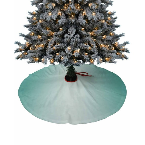 Turquoise Ombre Christmas Tree Skirt 48 Inches Large Christmas Skirt Tree, Modern Abstract Gradient Color Art Tree Skirt Christmas Decorations for Fireplace Party Holidays Indoor Outdoor