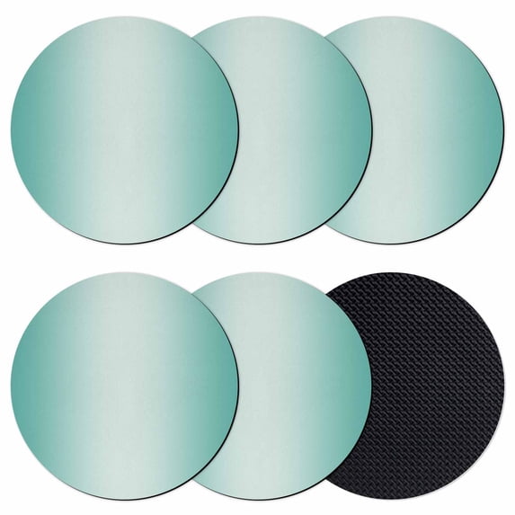 Turquoise Ombre Coasters Set of 6, Modern Gradient Abstract Art Absorbent Coasters for Drinks, Coaster for Bar Office Dining Coffee Table Accessories Decor, Non Slip Round Desk Coaster