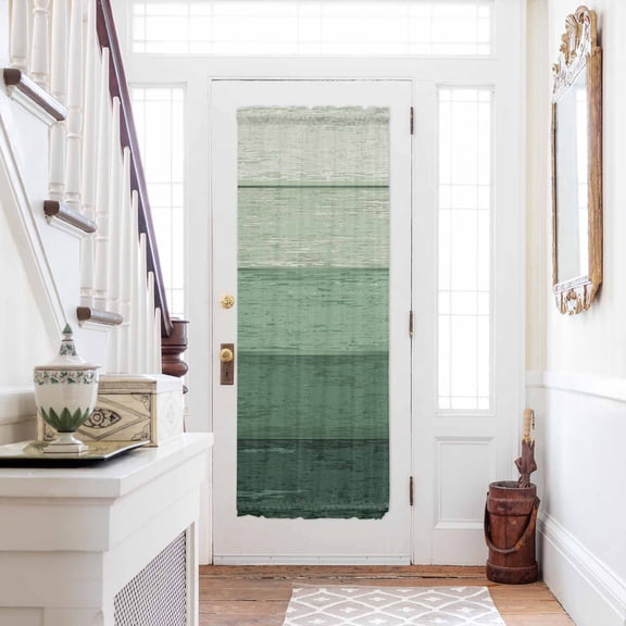 Turquoise Ombre Door Curtains for Door Window, French Sidelight Front Back Door Curtains With Tieback, Farmhouse Vintage Wooden Striped Kitchen Rod Pocket Drapes Panel, 25"x72"