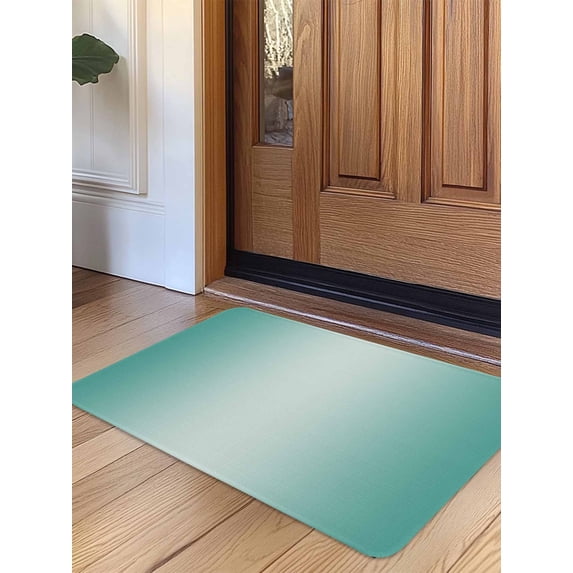 Turquoise Ombre Door Mat Indoor Outdoor Entrance, Non Slip Rug for Kitchen Bathroom Entryway Rug, Modern Gradient Abstract Art Washable Doormat Floor Mat for Office Home Decor 20x31.5 Inch