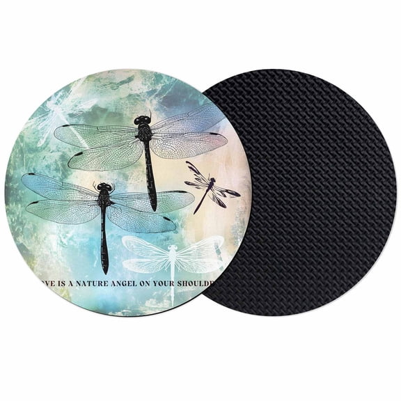 Turquoise Ombre Dragonfly Coasters Set of 2, Absorbent Coasters for Drinks, Abstract Modern Art Gradient Coaster for Desk Coffee Table Protection, Home Decor House Warming Gifts 4"