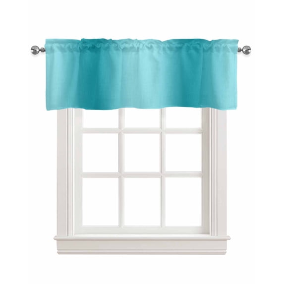 Turquoise Ombre Kitchen Valances for Windows Farmhouse Linen Window Valance Curtain for Living Room Window Treatment Modern Abstract Art Valance Rod Pocket Topper Drape, 42 x 12 Inch